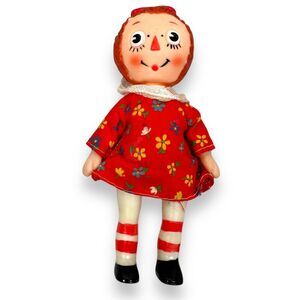 Vintage Bobbs Merrill Raggedy Ann Rubber Figure Doll 5" with Outfit Collectable